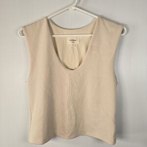 NWOT Umgee Women's Cream Ribbed Sleeveless Cropped Top Size Large